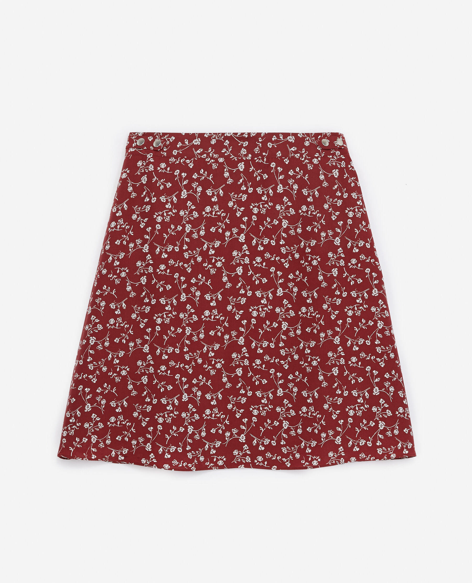 Jupe courte fluide bordeaux imprimee