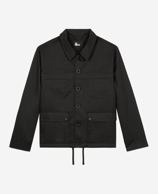 The Kooples HOMME BLACK parka courte à capuche noire