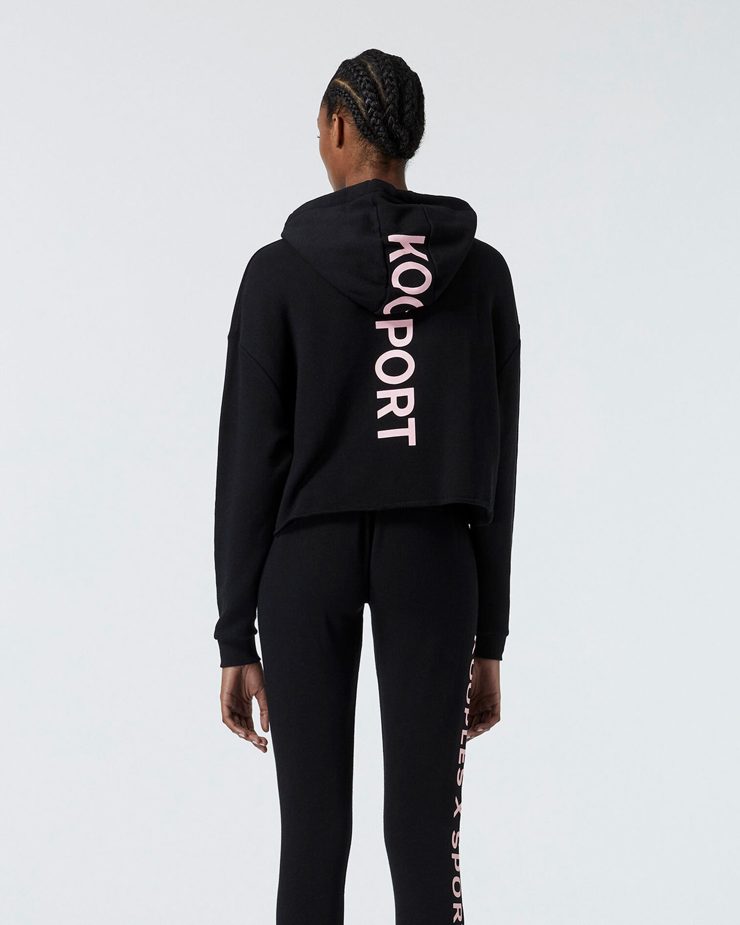 Black sweatshirt with hood and logo, BLACK, hi-res image number null