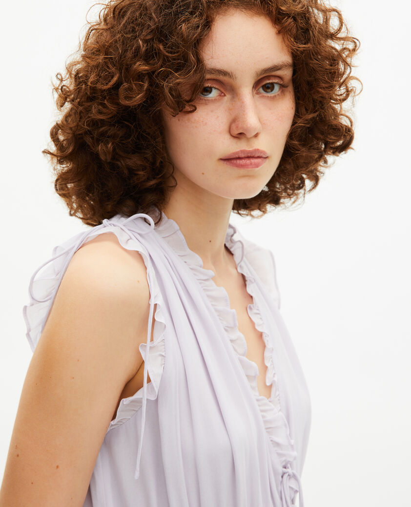 The Kooples DAMEN LIGHT PURPLE kurzes kleid mit fliederfarbenen r&uuml;schen