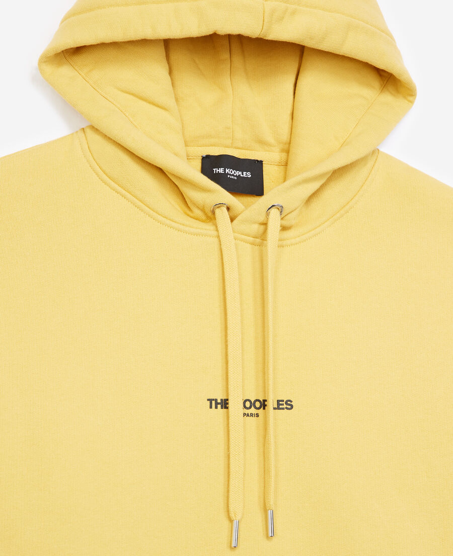 sweat à capuche jaune coton logo imprimé