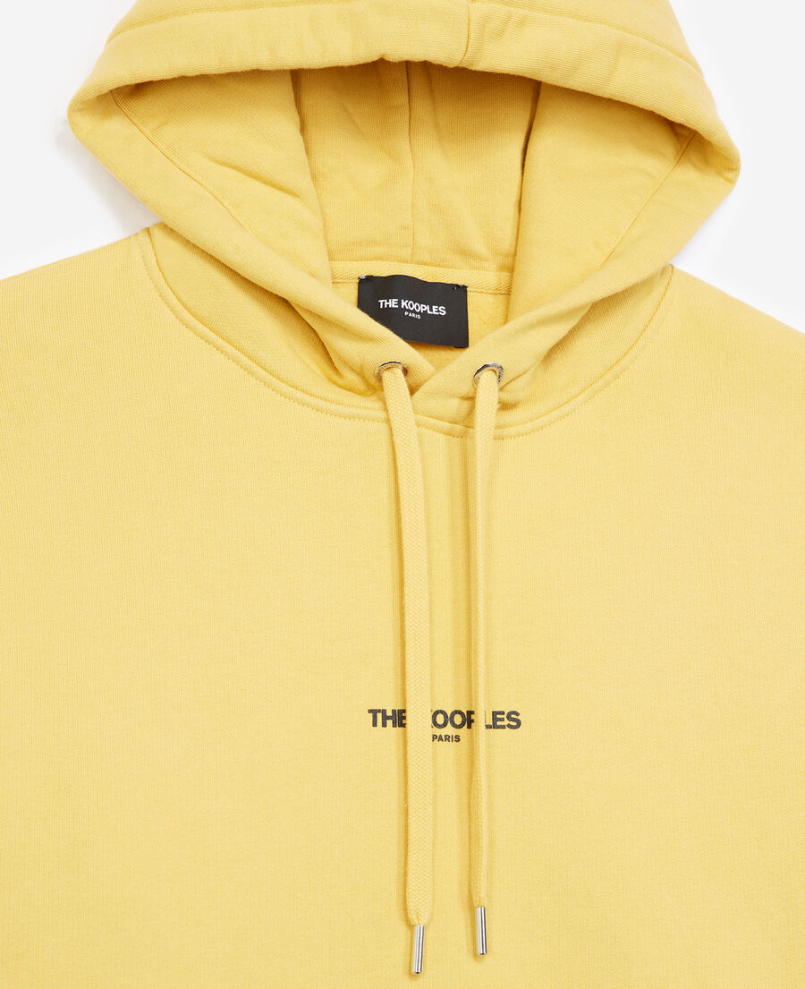 yellow hoodie in cotton with printed logo