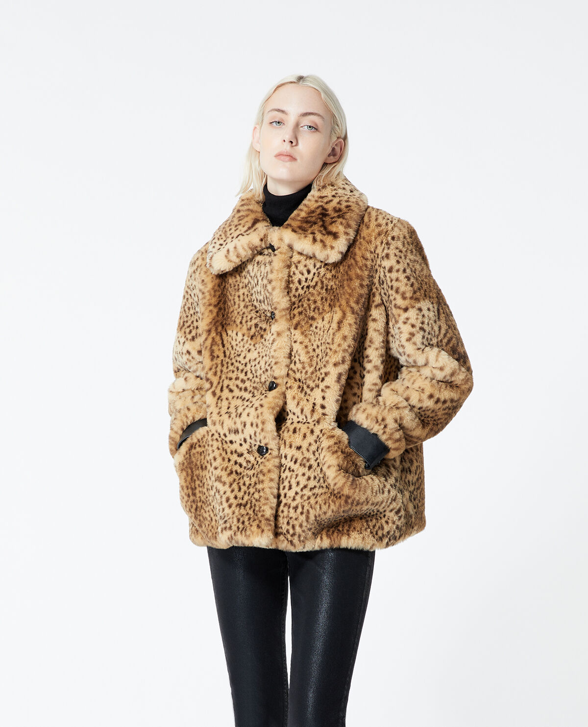 Kooples leopard coat clearance