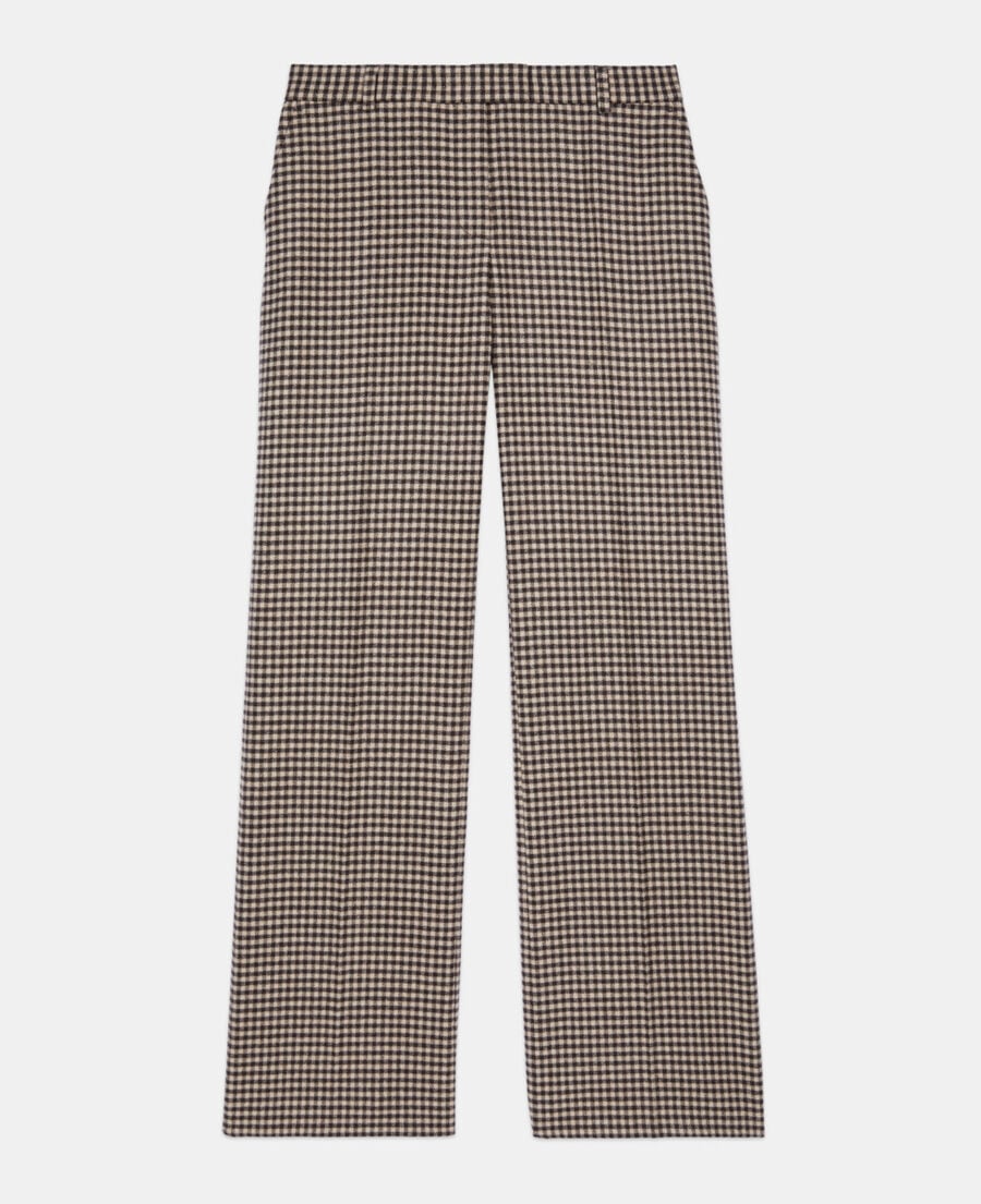 The Kooples F ECRU BLACK loose-fitting vichy check trousers