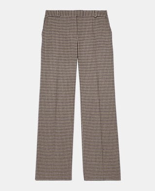 The Kooples F ECRU BLACK loose-fitting vichy check trousers
