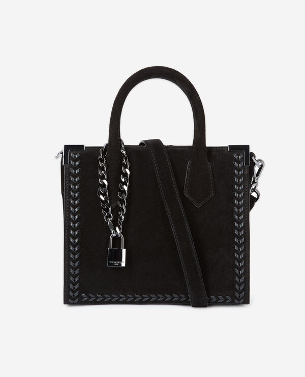 medium ming bag in black suede leather