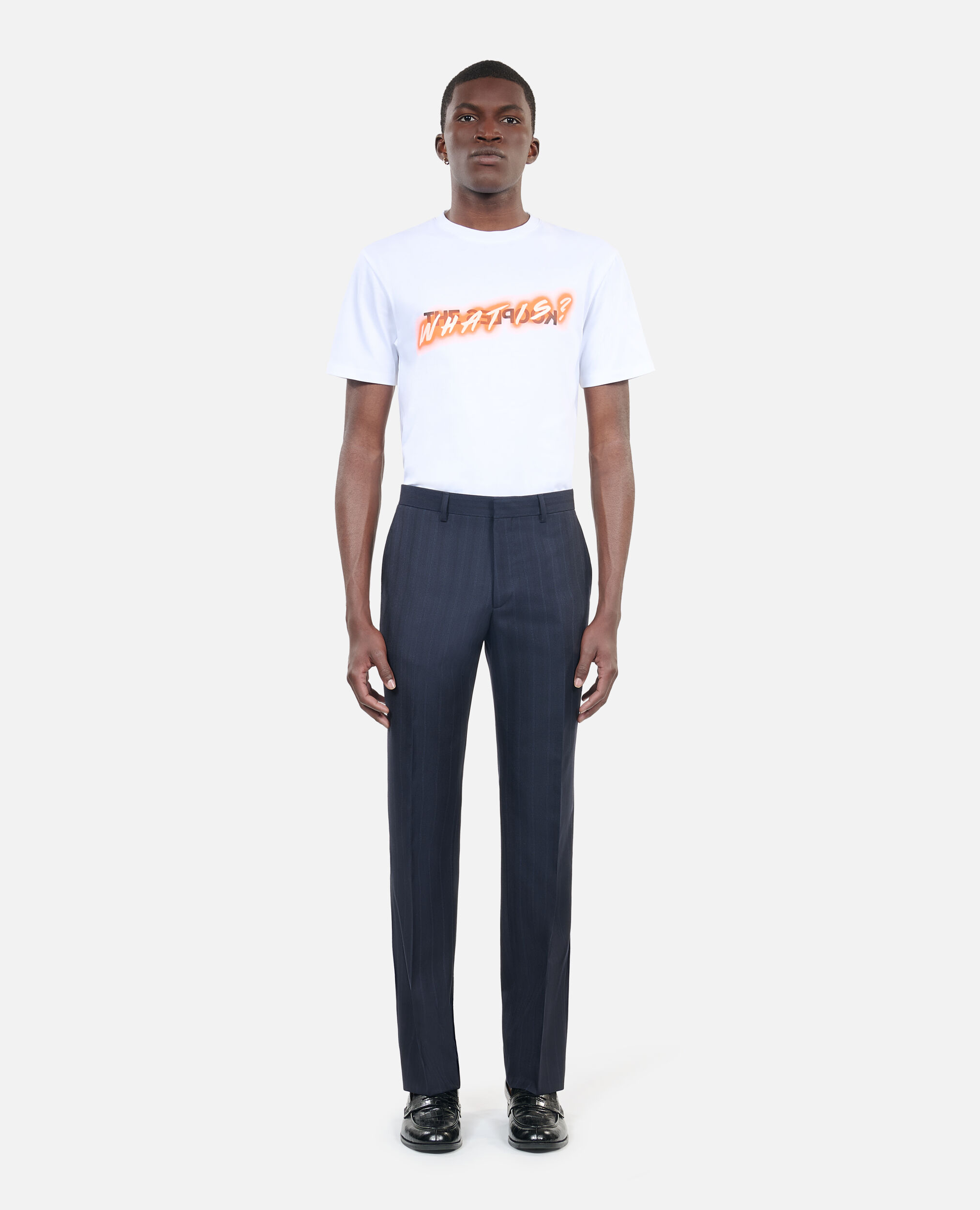 Navy blue striped suit trousers| The Kooples