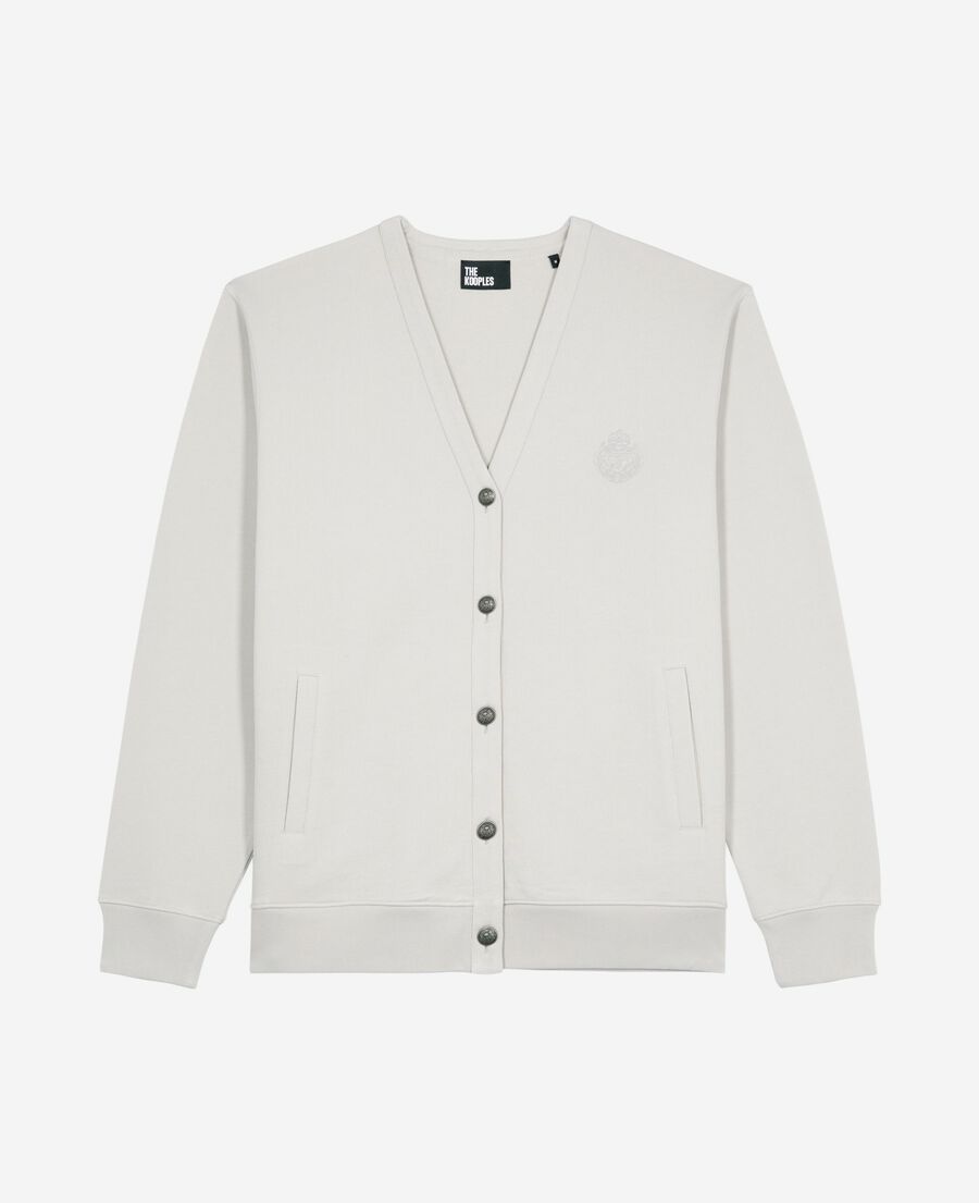 The Kooples MEN LIGHT GREY button-down cardigan in grey jersey