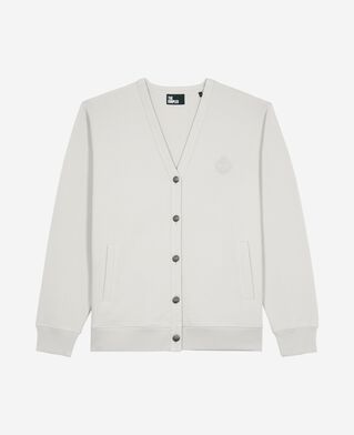 The Kooples MEN LIGHT GREY button-down cardigan in grey jersey