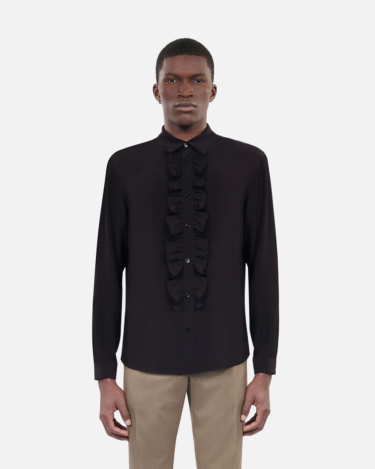 The Kooples MEN BLACK black silk shirt