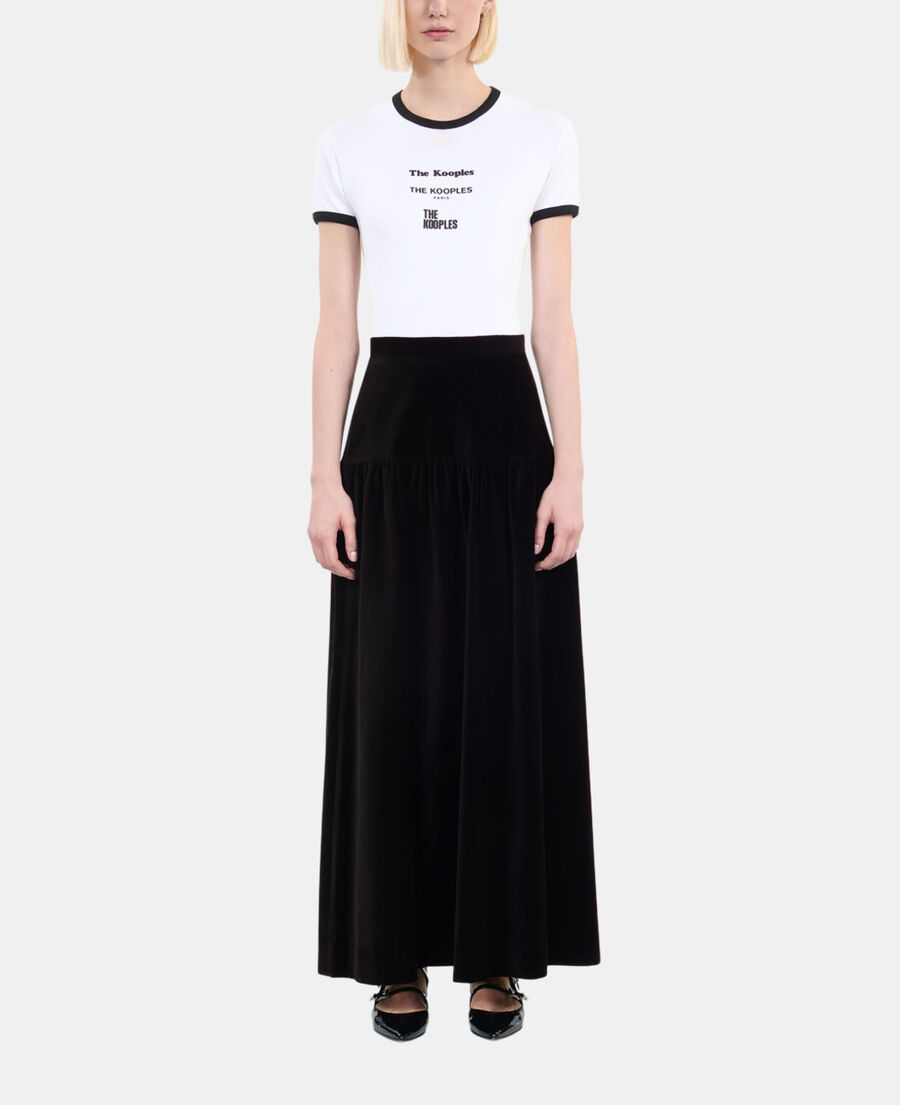 The Kooples FEMME BLACK jupe longue en velours noir