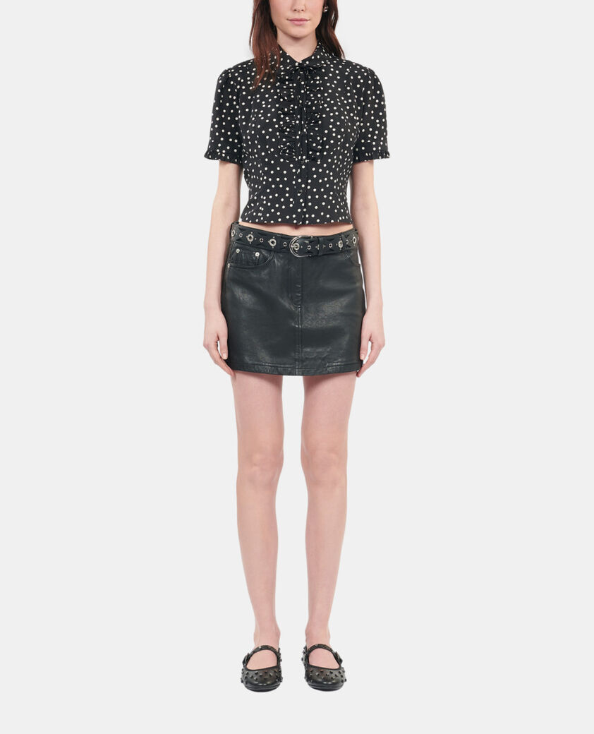 The Kooples WOMEN BLACK WHITE black polka dot shirt