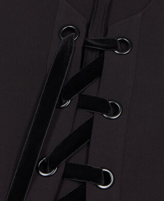 The Kooples FEMME BLACK top avec la&ccedil;age noir