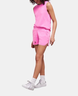 The Kooples WOMEN FLUO PINK fluorescent pink fleece shorts with logo