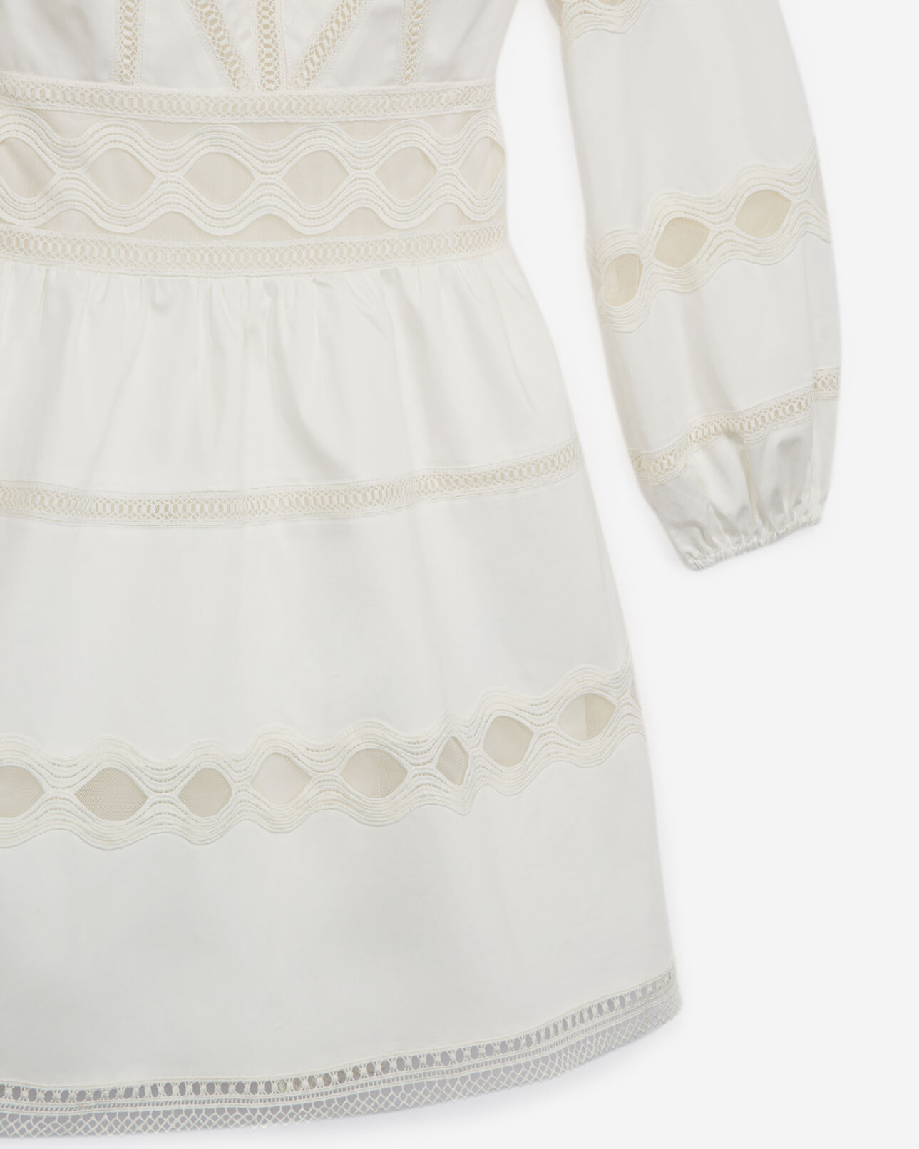 The Kooples FEMME WHITE robe patineuse blanche détails dentelle