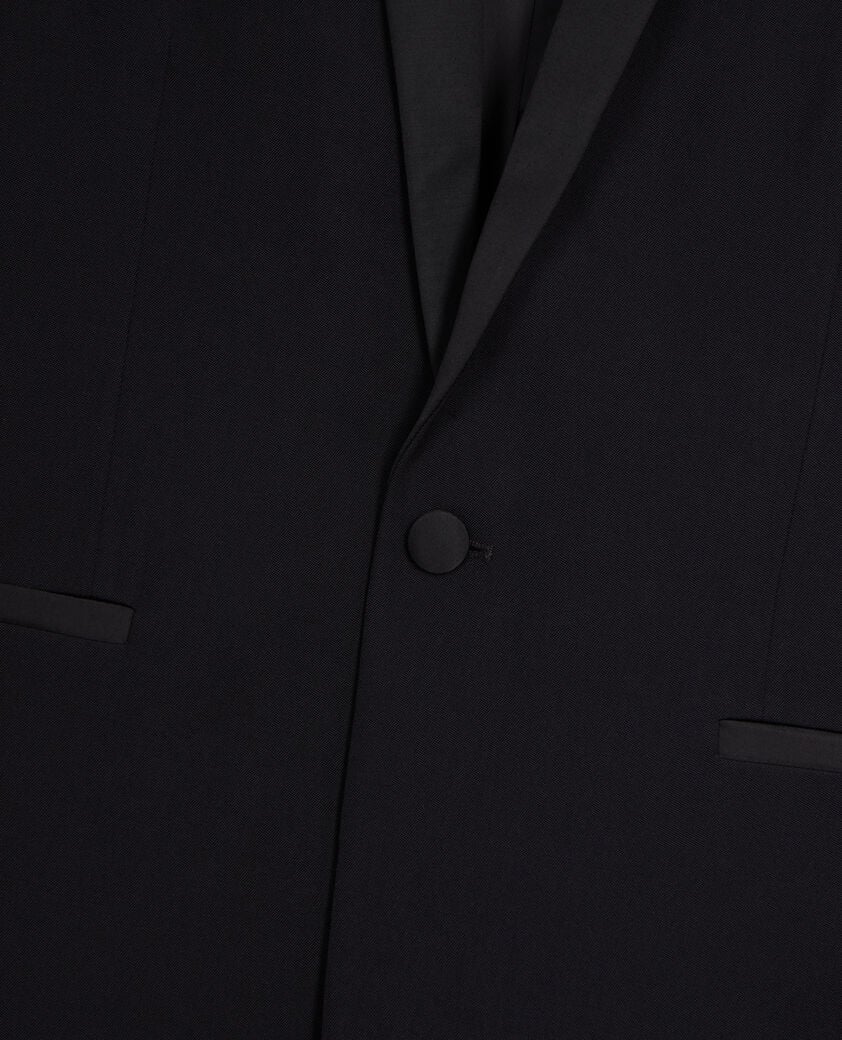 The Kooples HOMME BLACK veste de smoking avec détails en satin coupe ajustée noire