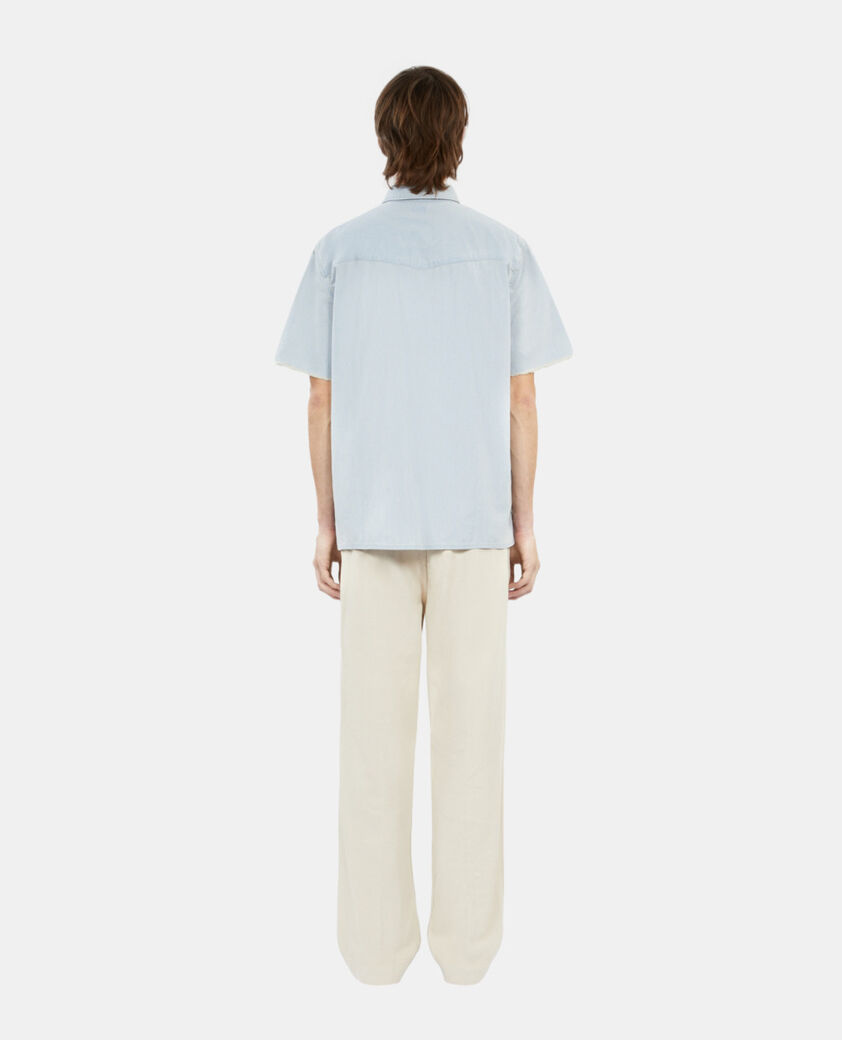 The Kooples HERREN LIGHT BLUE kurzärmeliges hemd aus denim