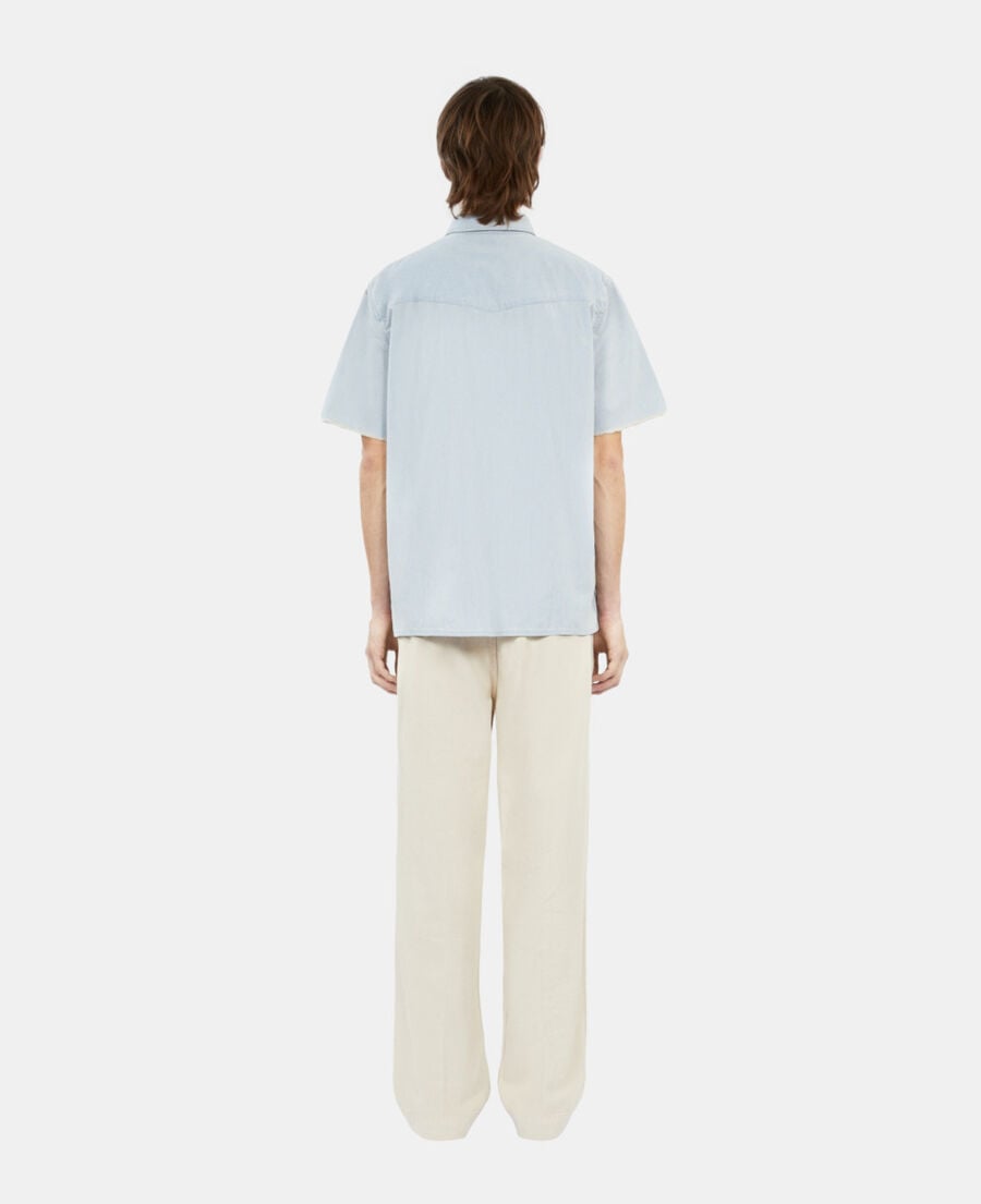 The Kooples HERREN LIGHT BLUE kurzärmeliges hemd aus denim