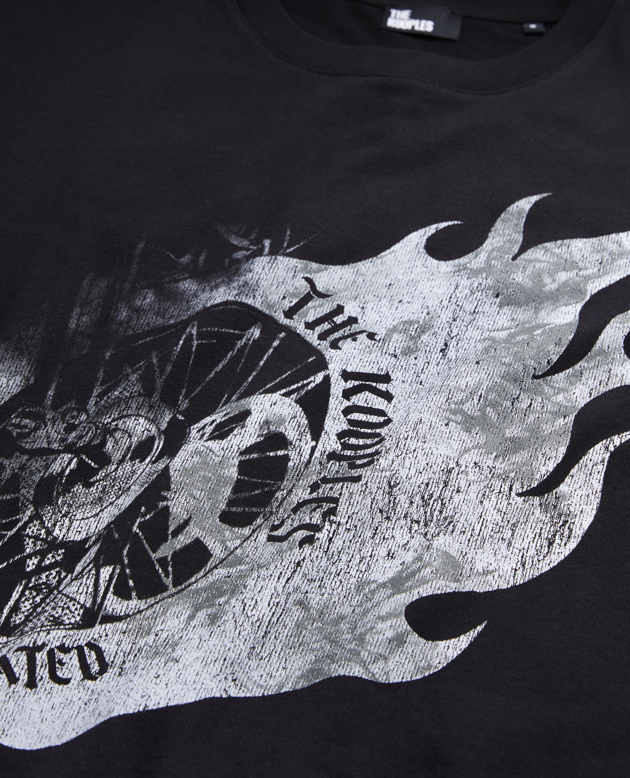 T-shirt Homme noir avec sérigraphie Flaming wheel, BLACK, hi-res image number null