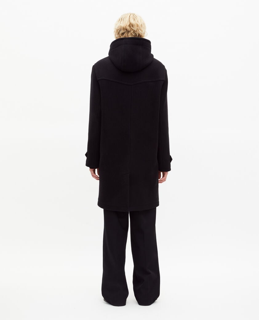 The Kooples H BLACK long black wool coat with brandenburg closure