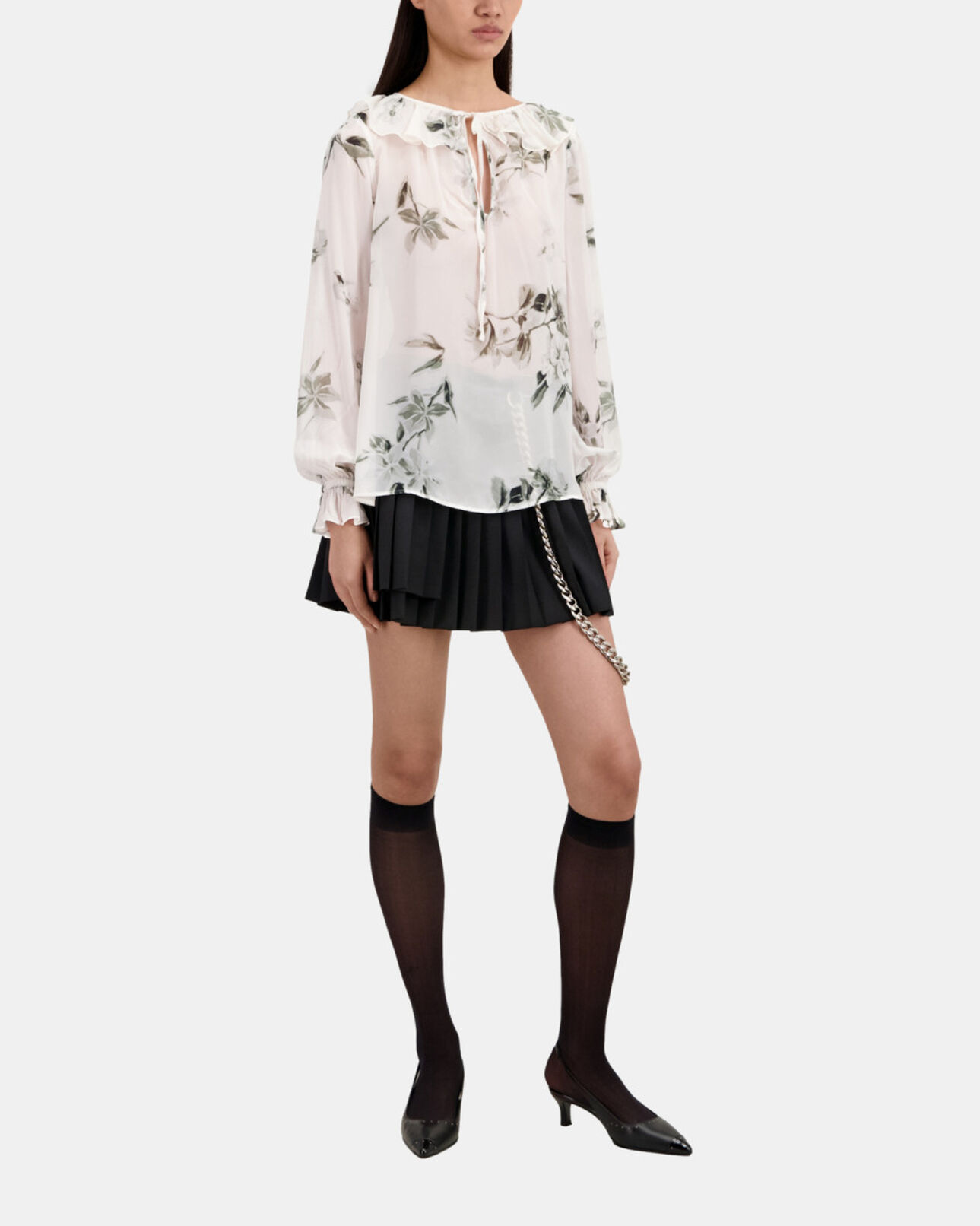 The Kooples WOMEN ECRU printed top with ruffles