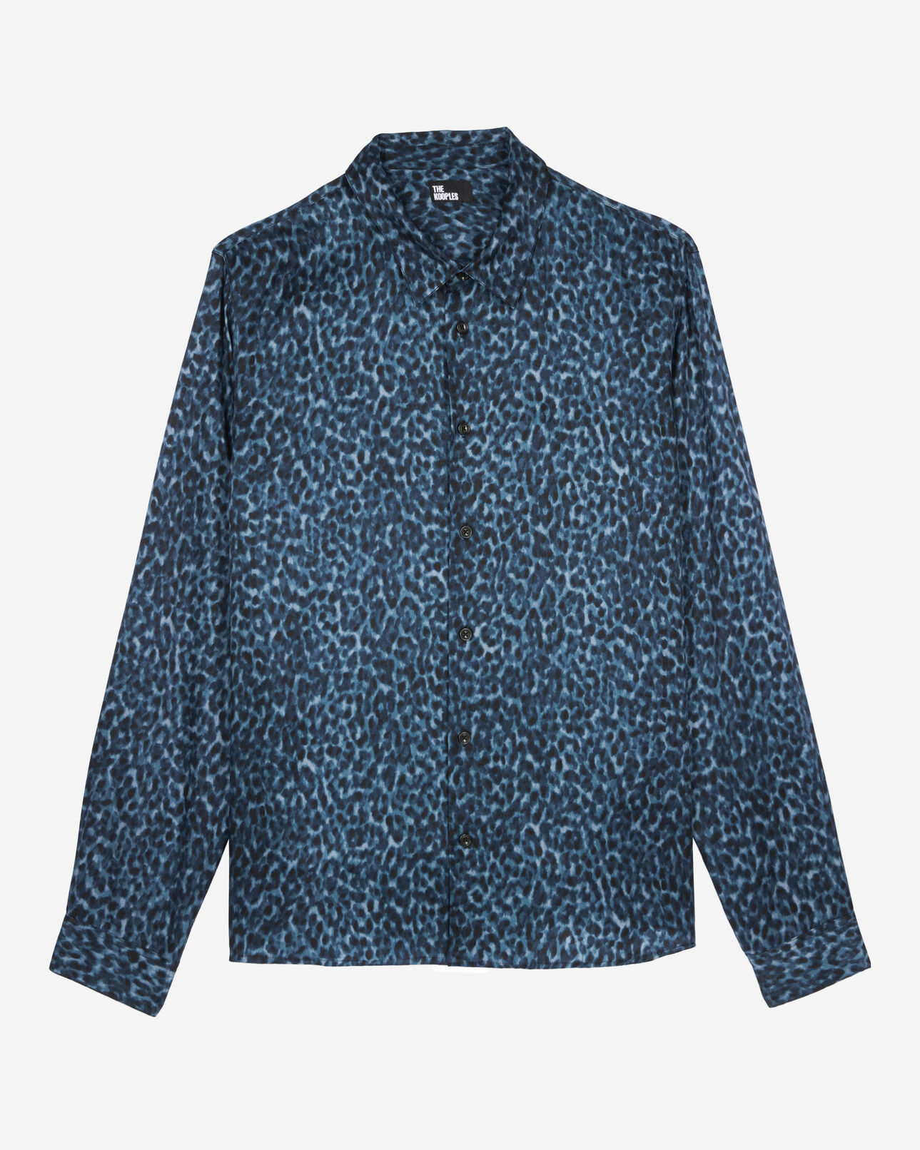 The Kooples HOMME BLUE chemise imprimé léopard en soie mélangée