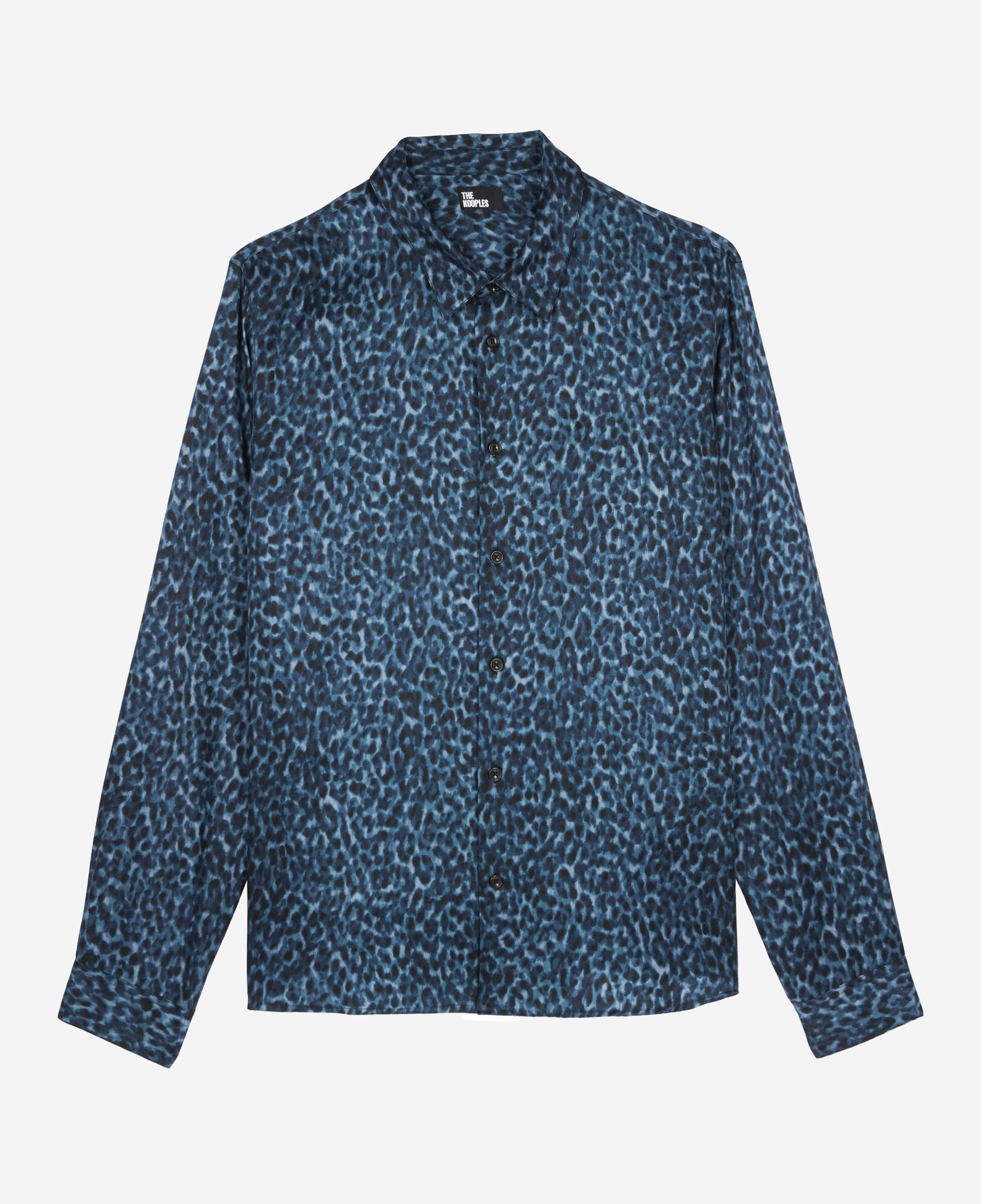 The Kooples MEN BLUE leopard print silk blend shirt