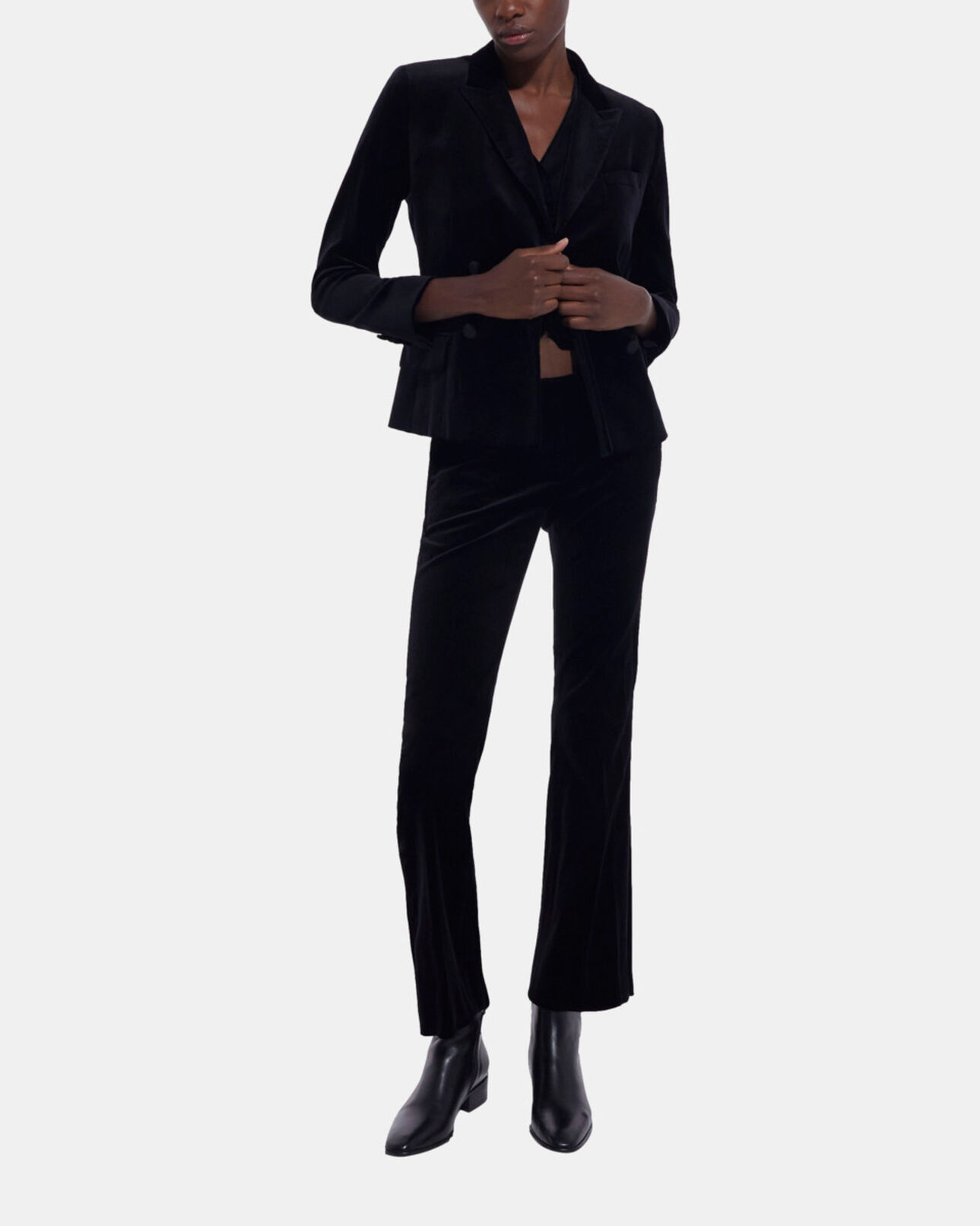 The Kooples FEMME BLACK veste de costume en velours noire