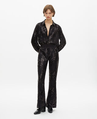 The Kooples WOMEN BLACK black sequinned flare pants