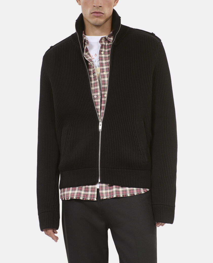 The Kooples HERREN BLACK schwarzer cardigan aus baumwolle