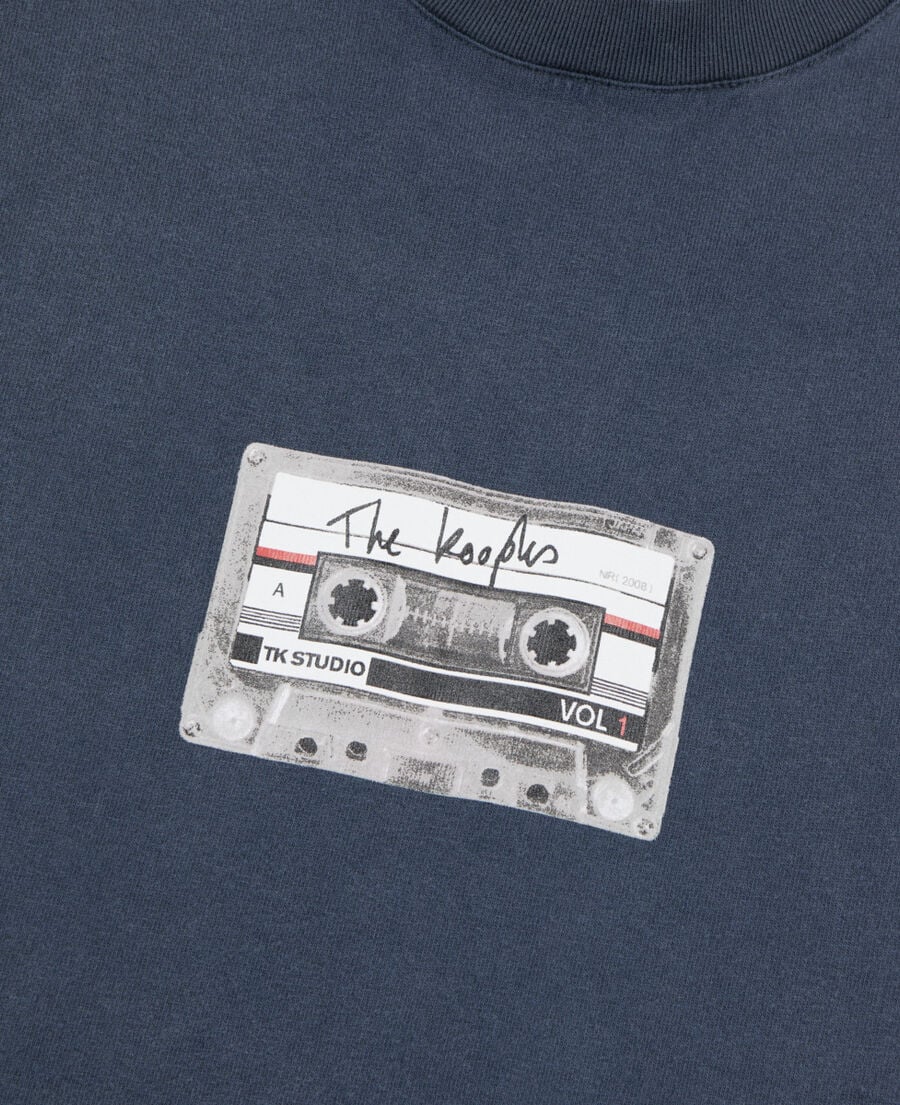The Kooples H CARBONE carbon blue screen printed t-shirt
