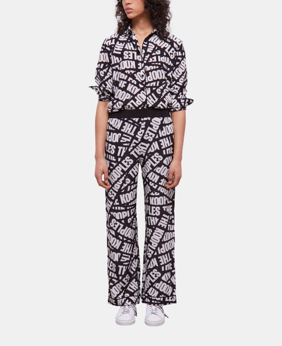 The Kooples FEMME BLACK / WHITE pantalon tape logo