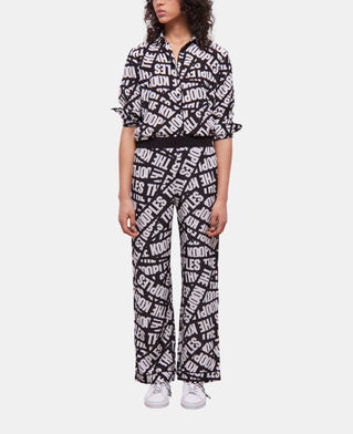 The Kooples FEMME BLACK / WHITE pantalon tape logo