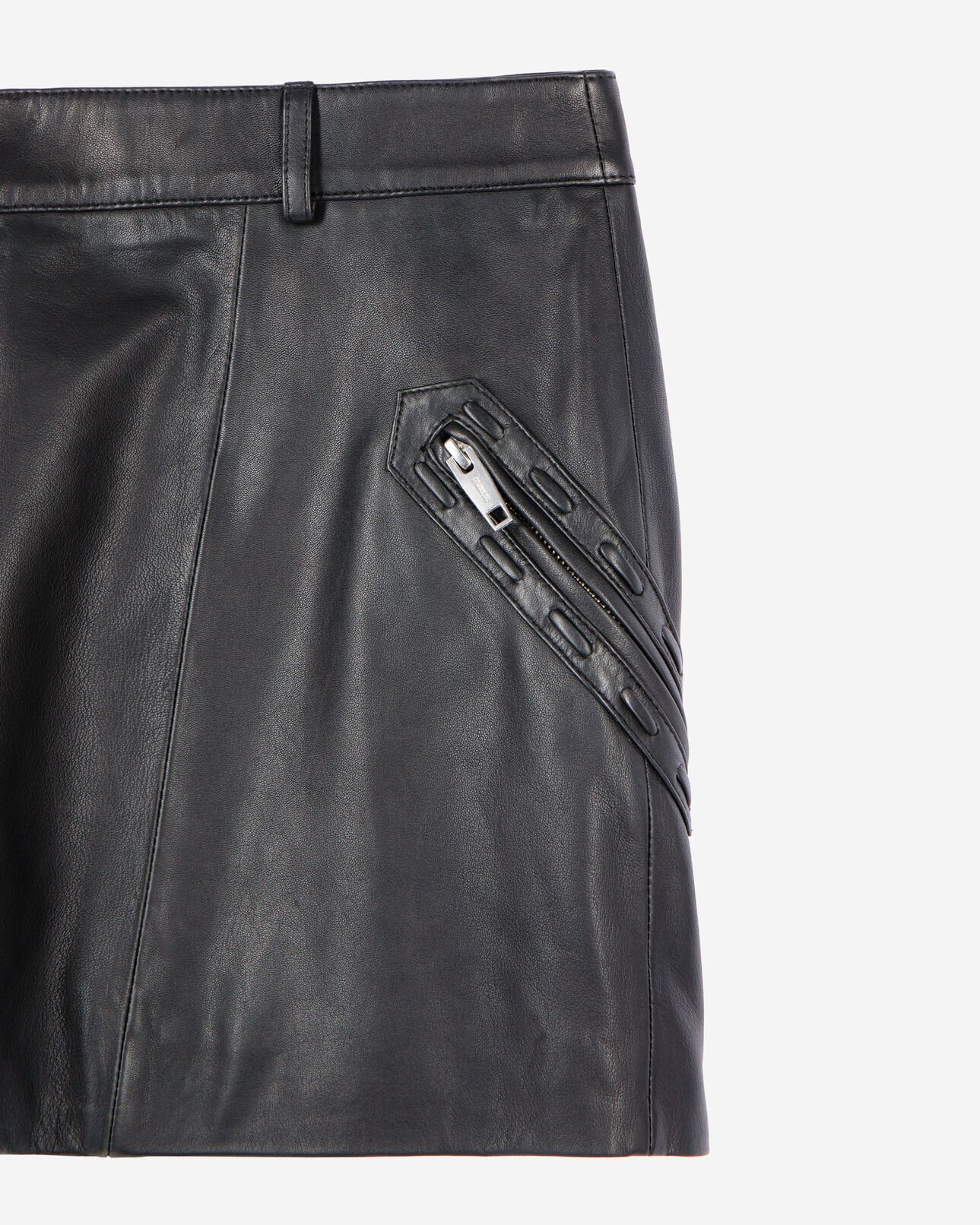 The Kooples MUJER BLACK STONE falda corta de cuero negra