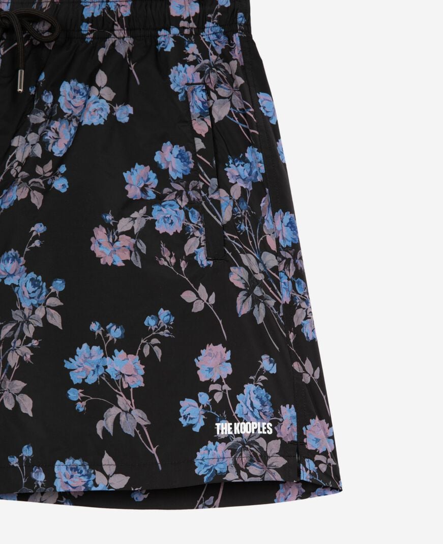 The Kooples HERREN BLACK BLUE schwarzer badeanzug mit blumenmuster