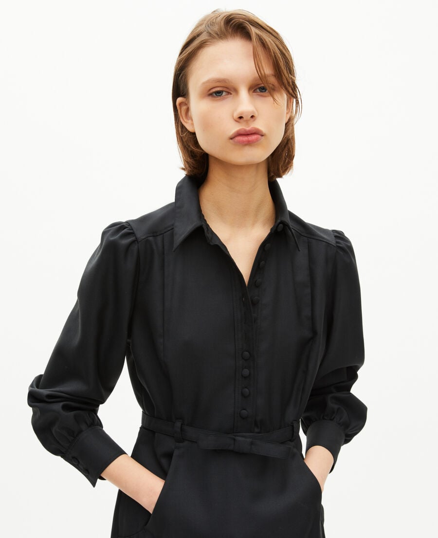The Kooples FEMME BLACK robe courte en laine mélangée noire