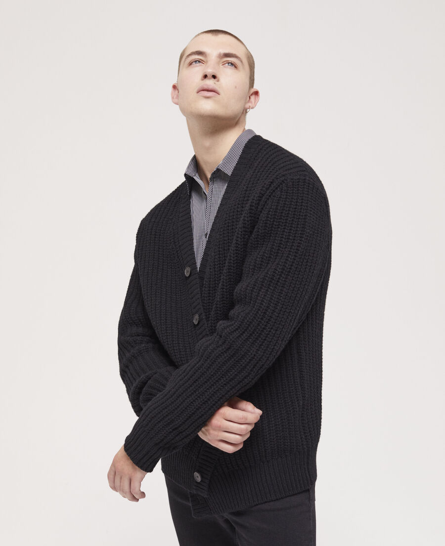 black buttoned cardigan