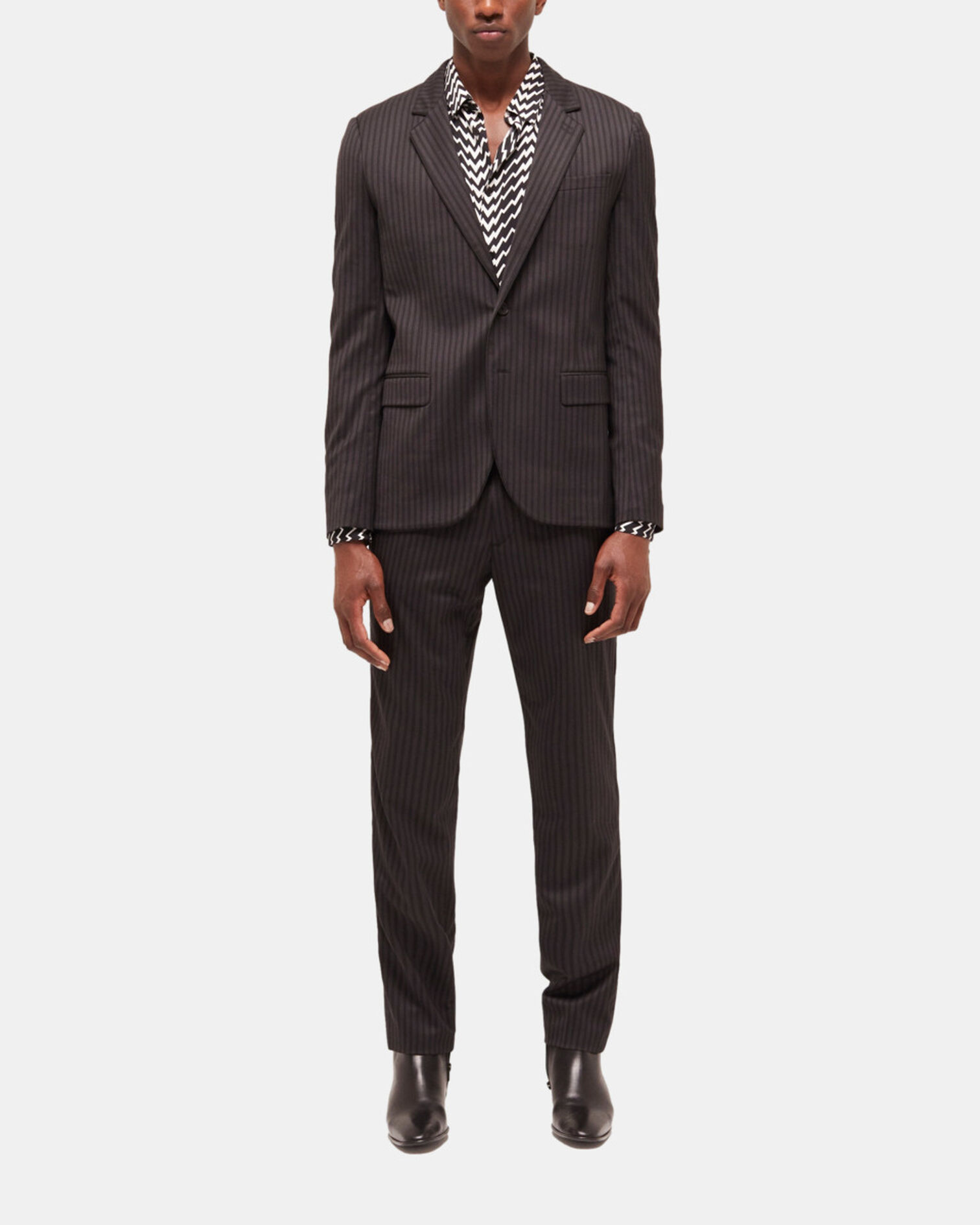 Striped wool suit jacket, BLACK GREY, hi-res image number null