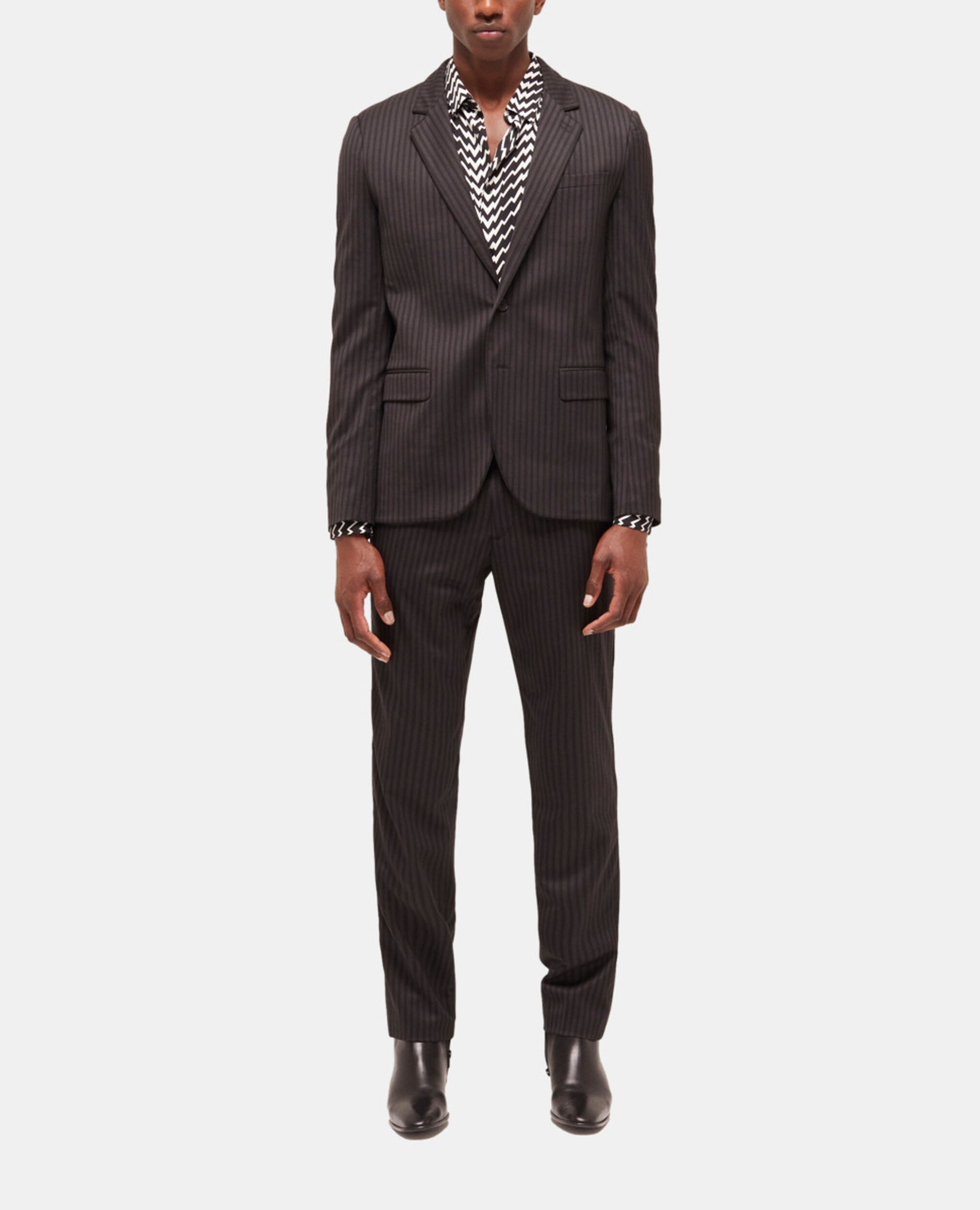 Striped wool suit jacket, BLACK GREY, hi-res image number null
