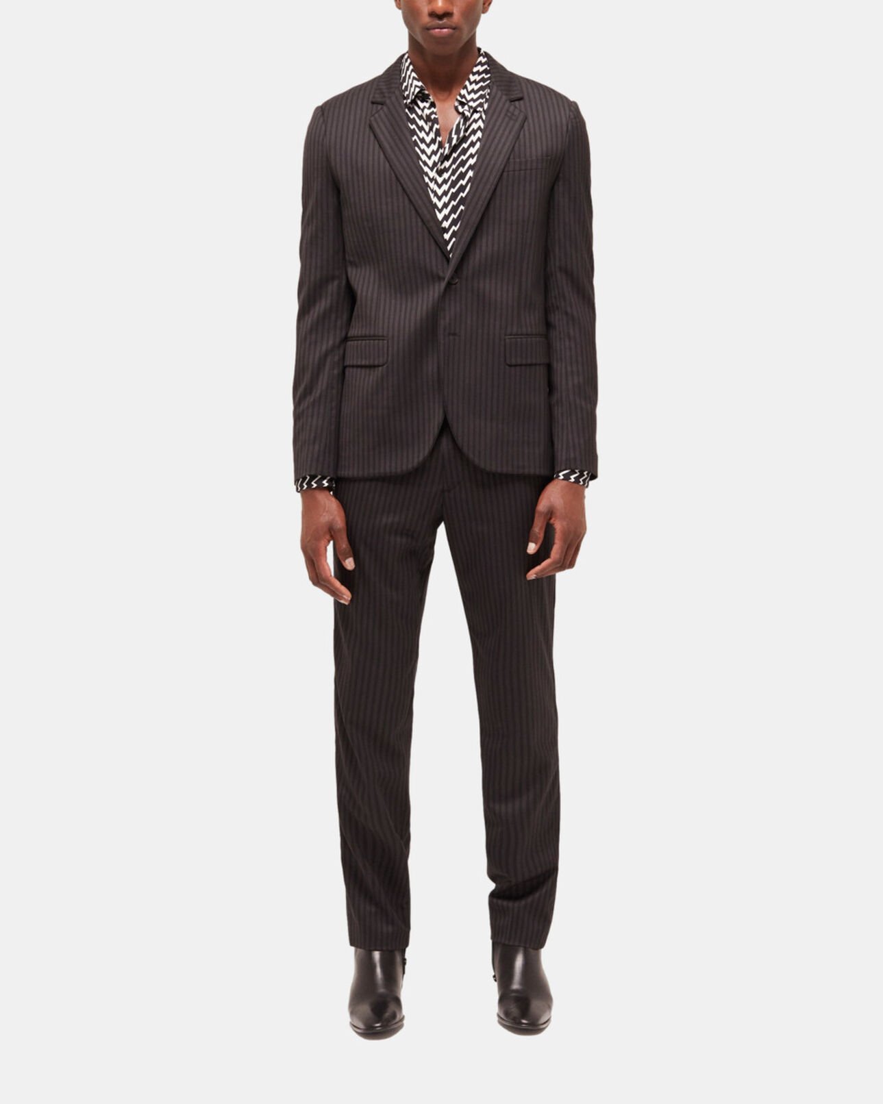 The Kooples MEN BLACK GREY striped wool suit jacket