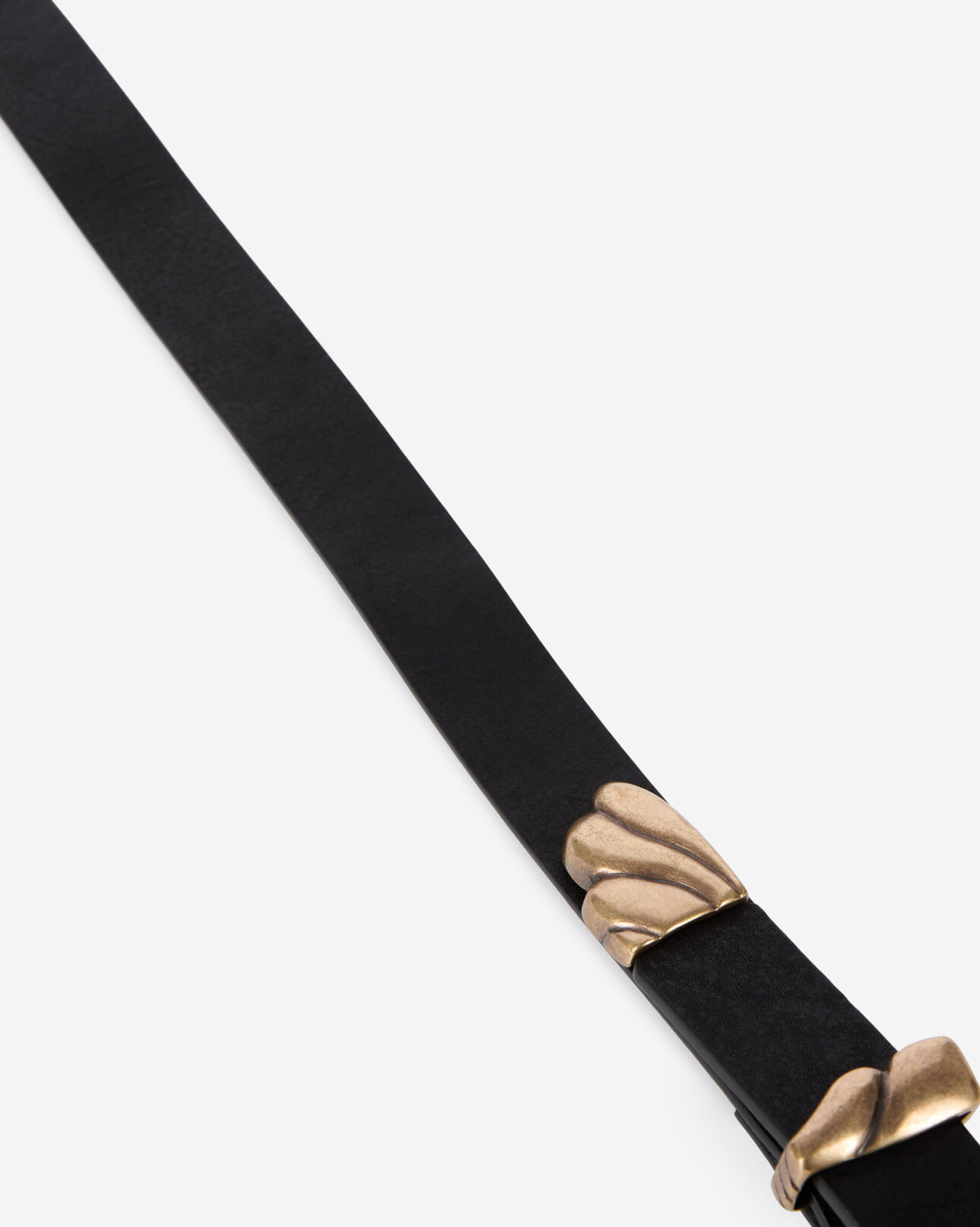 The Kooples FEMME BLACK ceinture fine à double boucle en cuir noir