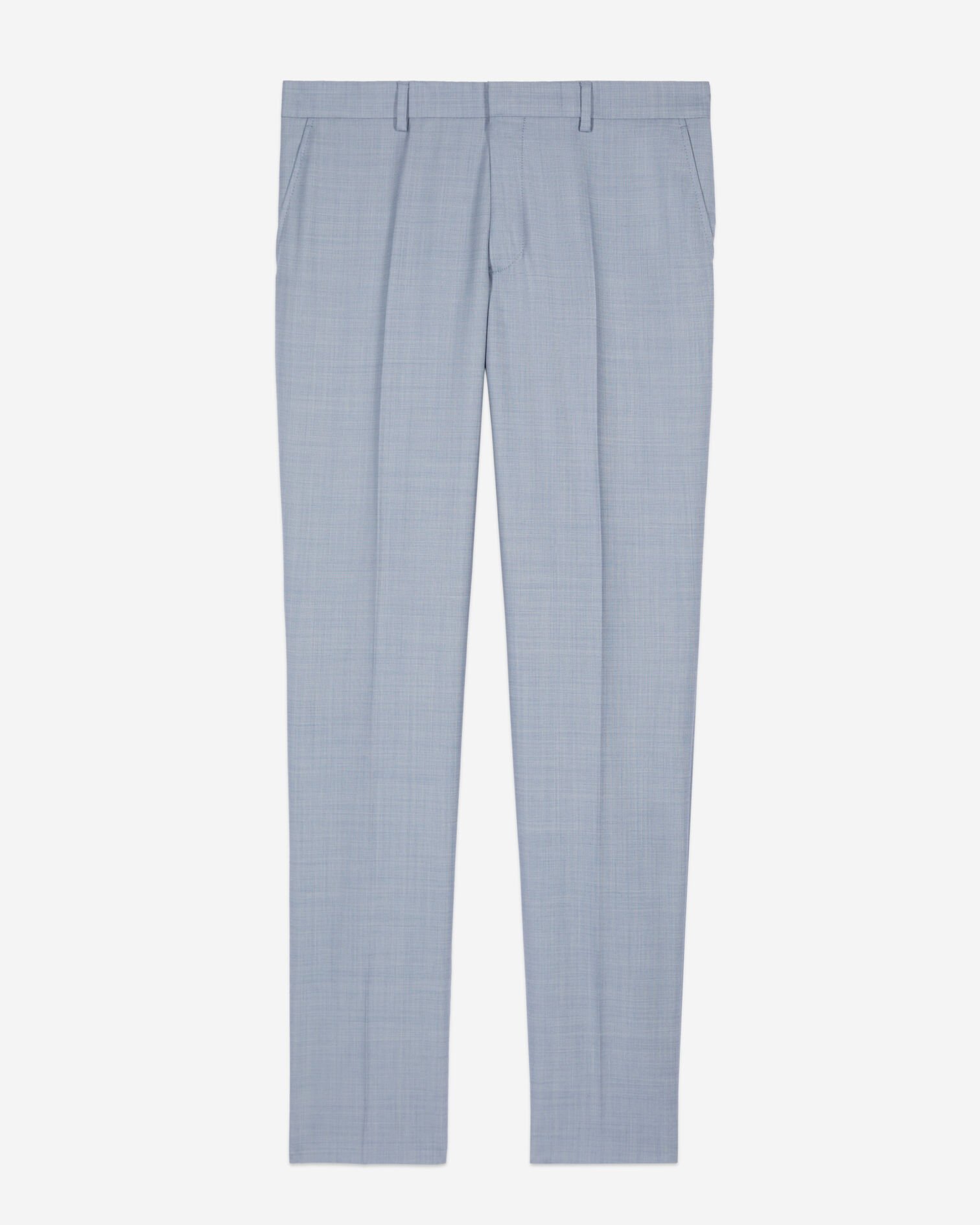 Pantalones de traje de lana azul de corte entallado, BLUE, hi-res image number null