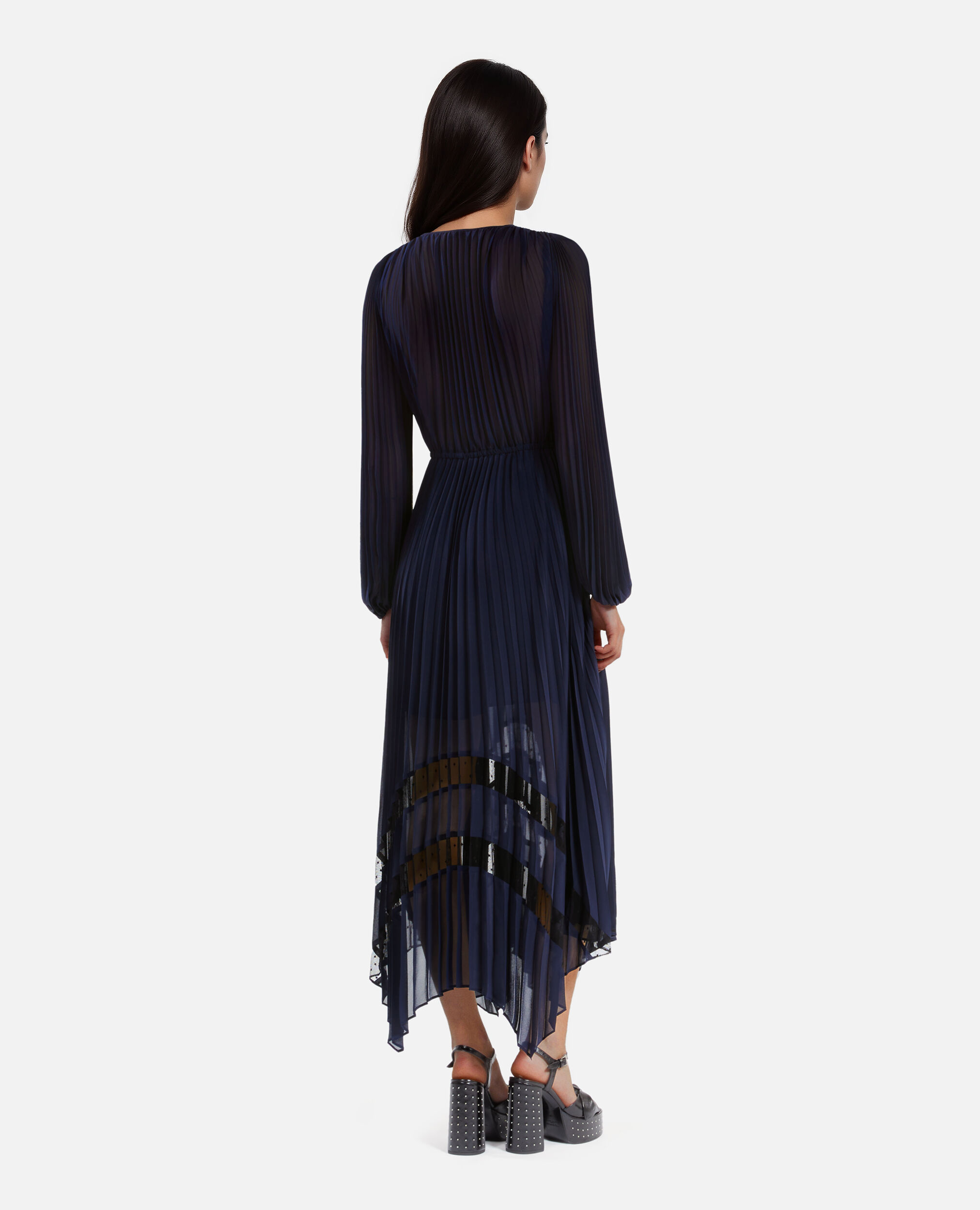 Robe longue plissée top bleu marine
