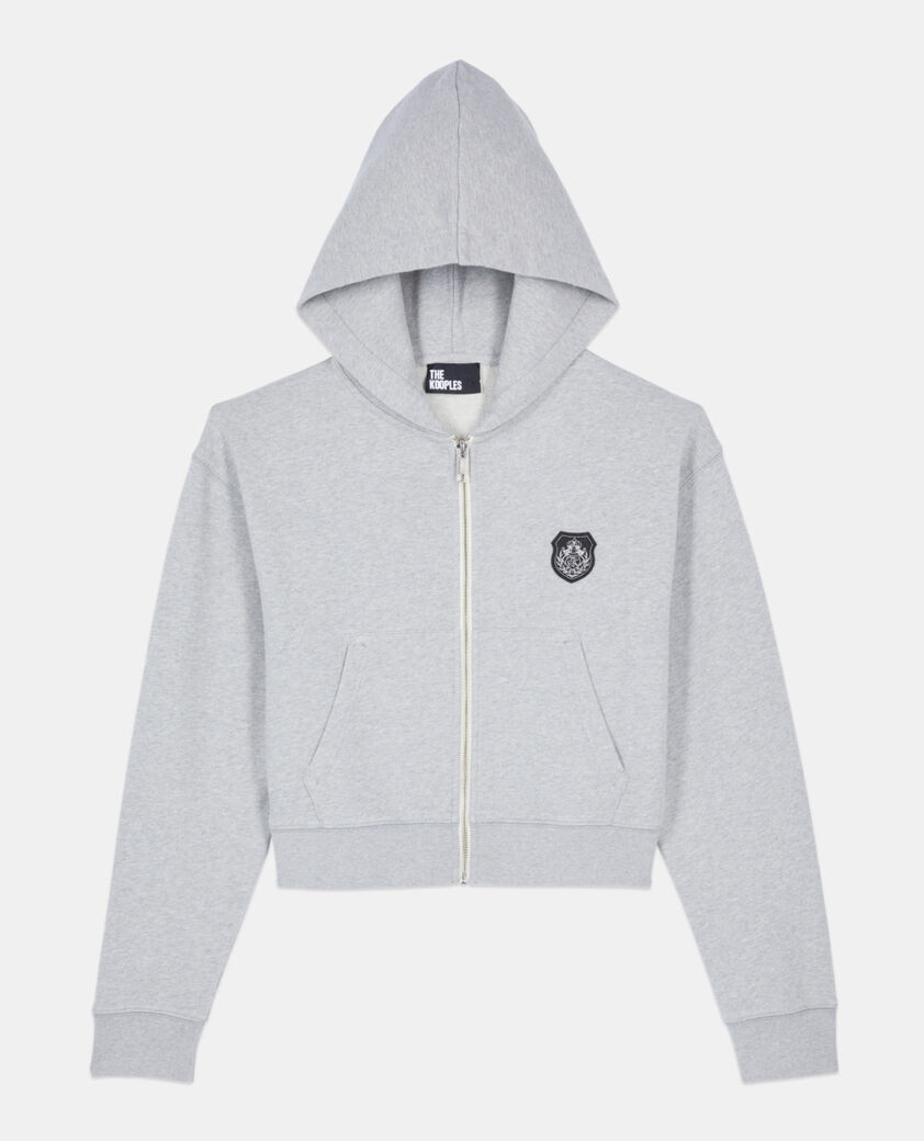 The Kooples WOMEN LIGHT GREY MELANGE grey blazon hoodie