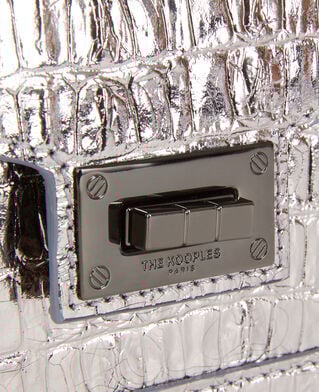 The Kooples WOMEN ANTIC SILVER emily small crocodile effect silver leather bag