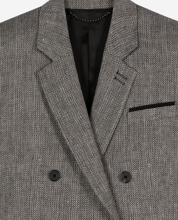 The Kooples FEMME GREY veste tailleur en laine et lin grise