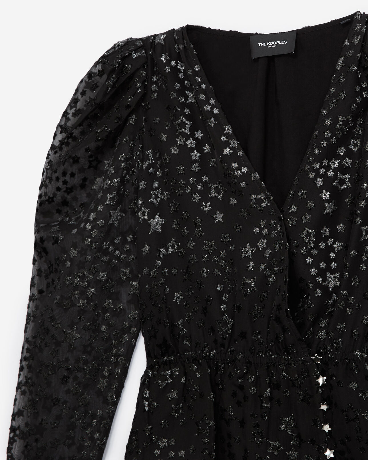 The Kooples MUJER BLACK top terciopelo devoré negro motivo estrella