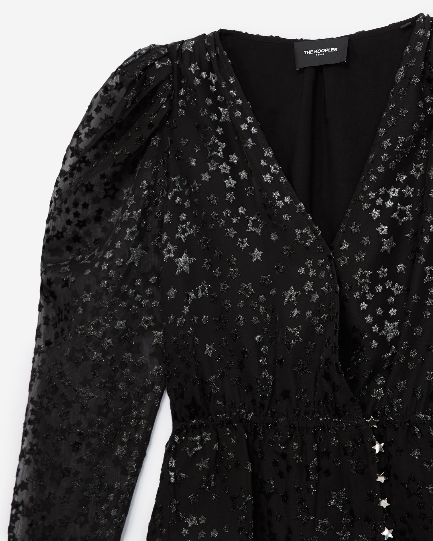 Top terciopelo devoré negro motivo estrella, BLACK, hi-res image number null