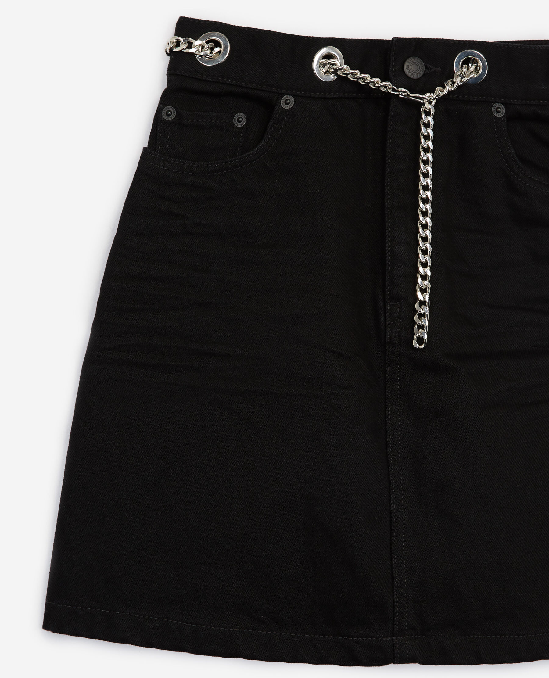 Black denim best sale skirt with chain