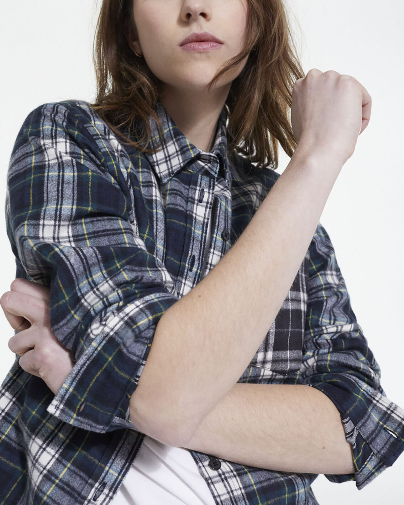 The Kooples WOMEN BOTTLE GREEN overshirt with check motif